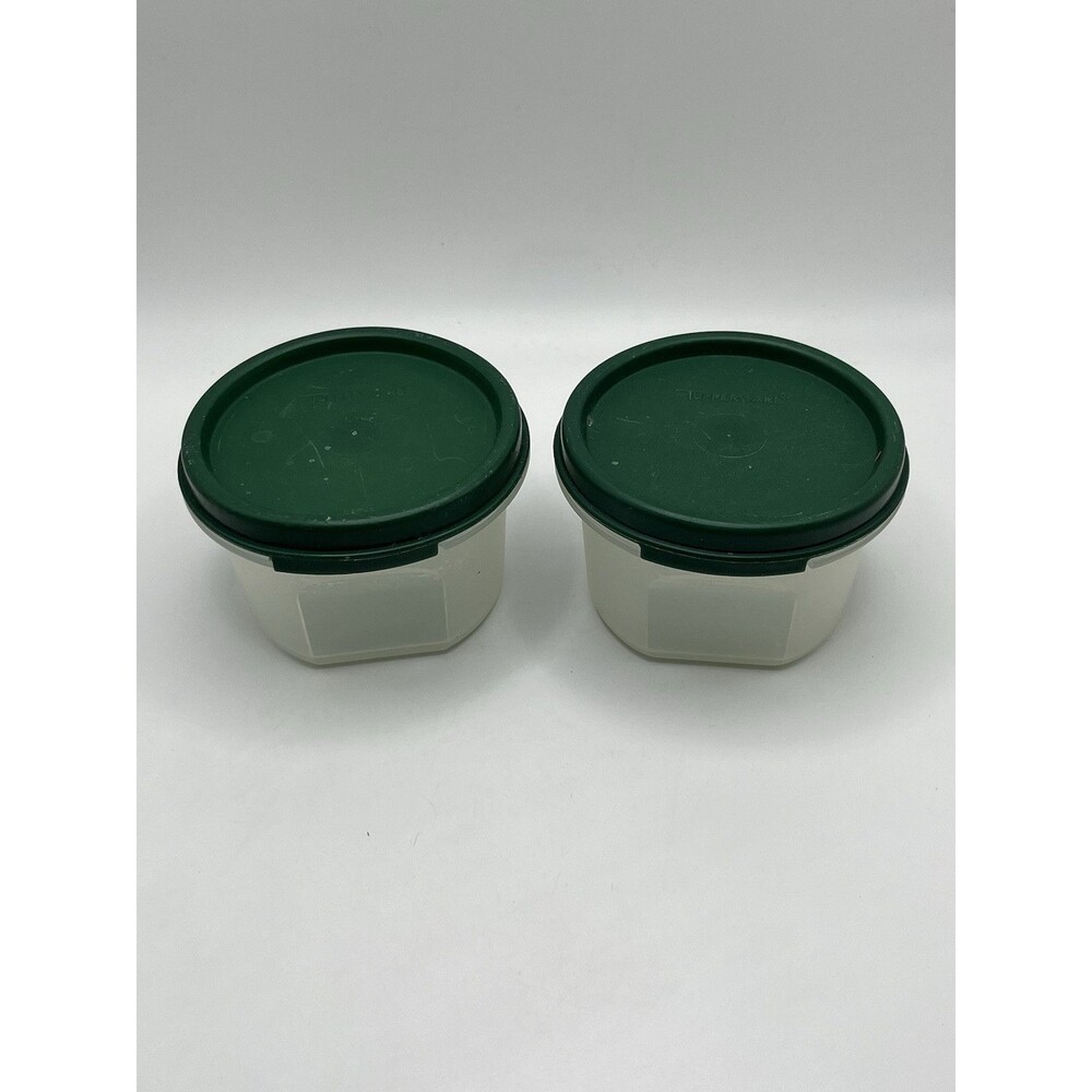 2 Tupperware Modular Mates 7 oz Containers 1605 with Green Lids USA Used Bundle - Picture 2 of 5